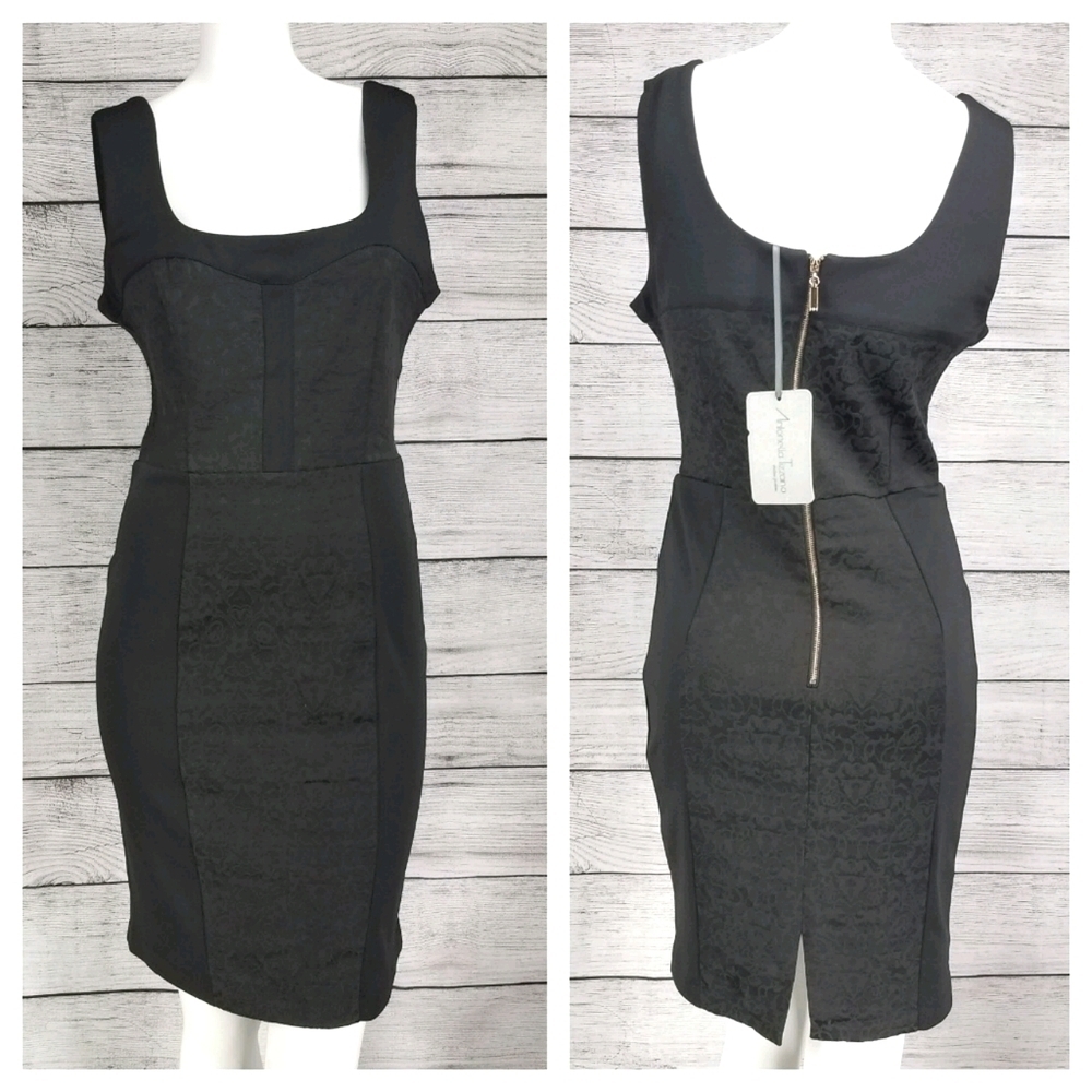 NWT Antonella Tizzano Sheath Dress Little Black Dress Sleeveless LBD Women M